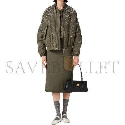 MIU MIU WOMEN'S BOMBER JACKET IN OLIVE GREEN ML1133